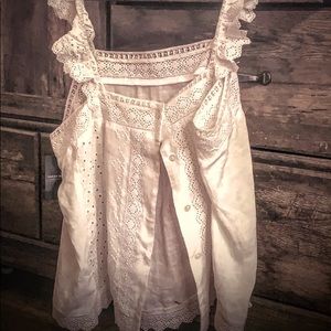 Lucky Brand, button down camisole, lace edging, new, w/tag
